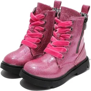 kkdomkkdom Boys Girls Glitter Ankle Boots Lace Up Side Zipper Combat Boots(Toddler/Little Kid/Big Kid) Boys Girls Waterproof Outdoor Side Zipper Comfort Chelsea Ankle Boots(Toddler/Little Kid/Big Kid)