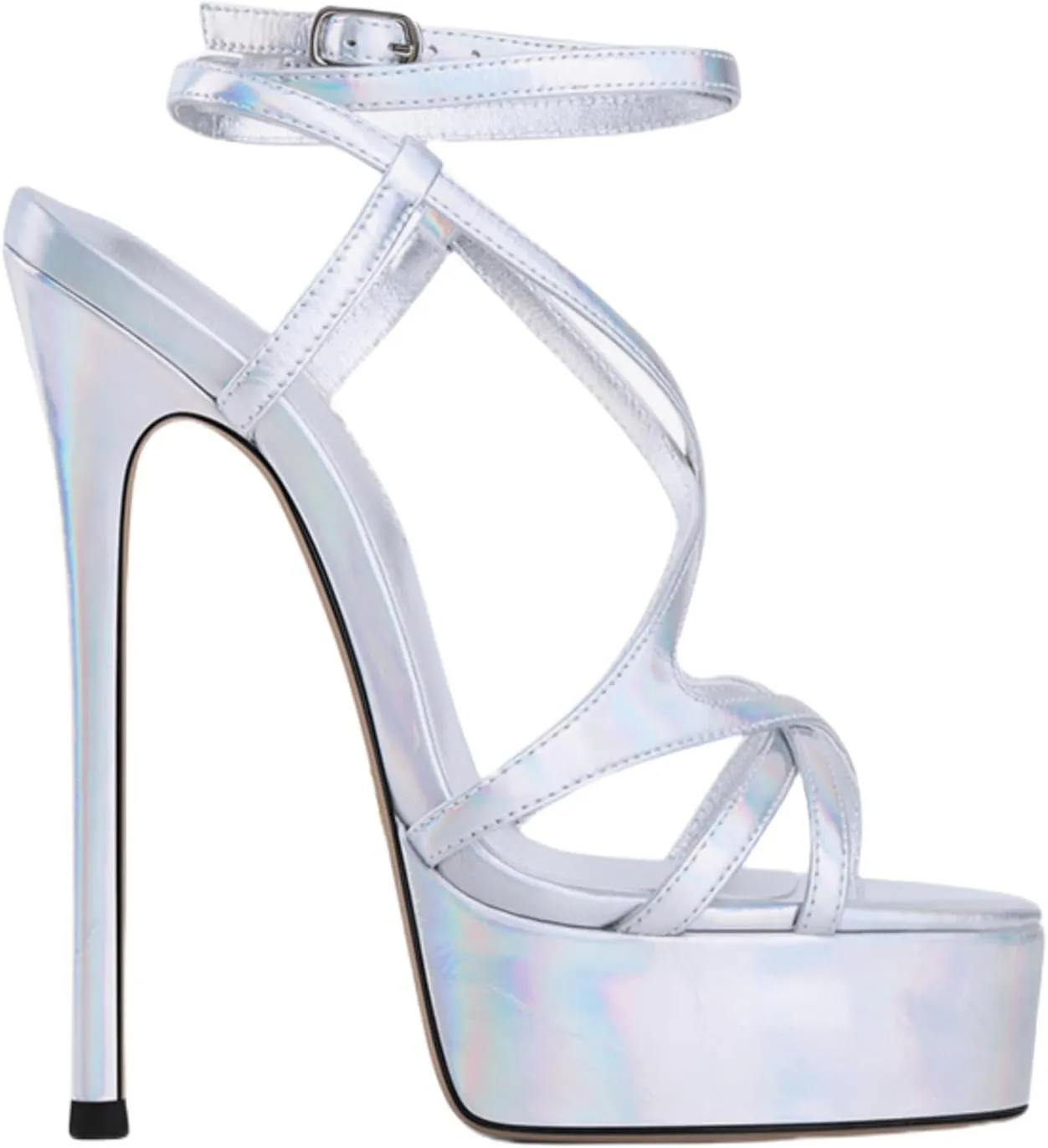 Kluolandi Open Toe Platform Heels for Women Strappy Ankle Strap High Heels Sandals Metallic Prom Stripper Shoes