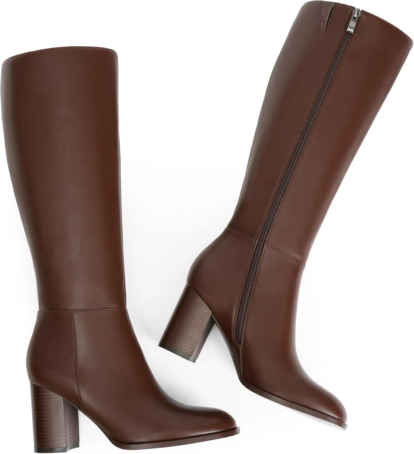Knee High Boots for Women Round Toe Block Heel Tall Boots Womens Fall Fashion Long Boots