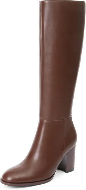 Knee High Boots for Women Round Toe Block Heel Tall Boots Womens Fall Fashion Long Boots