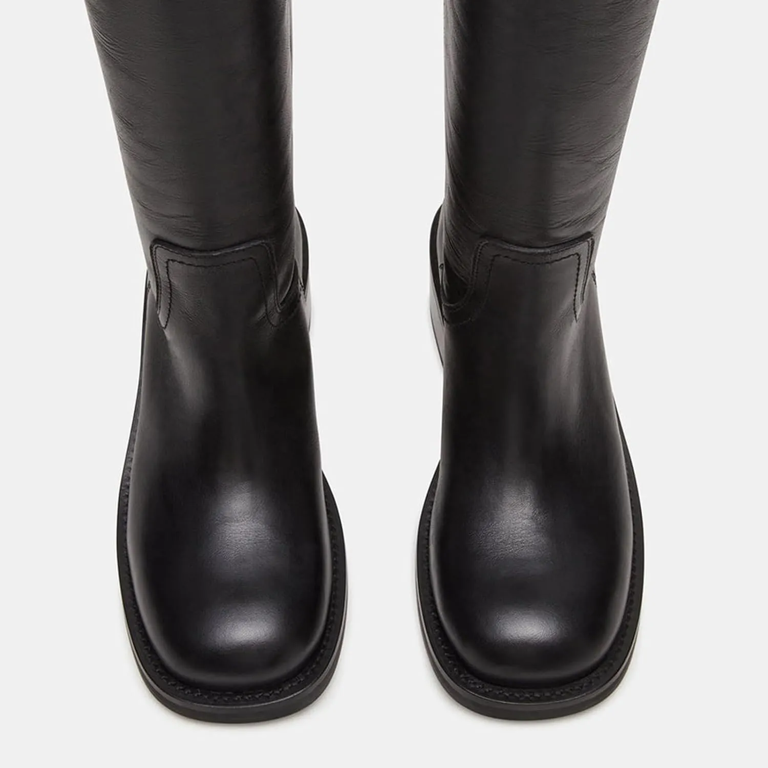 Knee High Boots for Women Square Toe Chunky Block Heel Tall Boots Wide Calf Casual Comfortable Long Biker Boots Low Heel Womens Boots