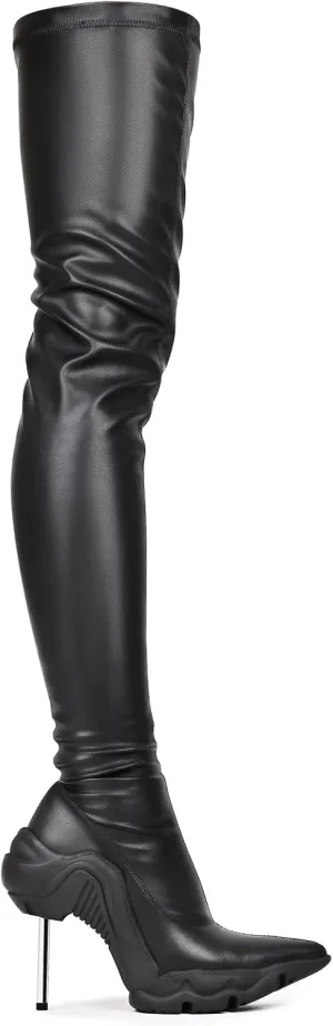 Knee High Boots Women Comfy Sexy Leather PU Pointy Toe Stiletto High Heel Thigh High Over the Knee Boots Long Boots for Women Fashion Dress Boots Side Zipper