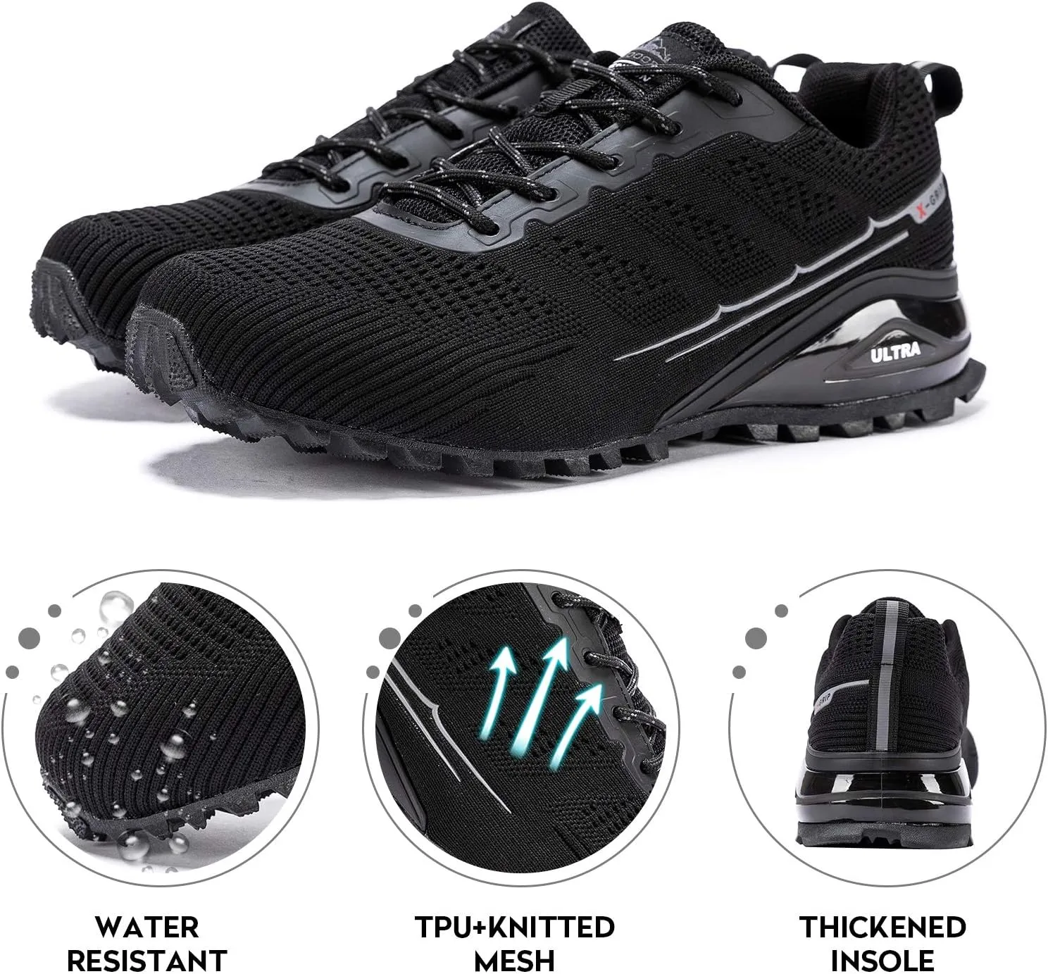 Kricely Men's Trail Running Shoes Fashion Walking Hiking Sneakers for Men Tennis Cross Training Shoe Outdoor Snearker Mens Casual Workout Footwear