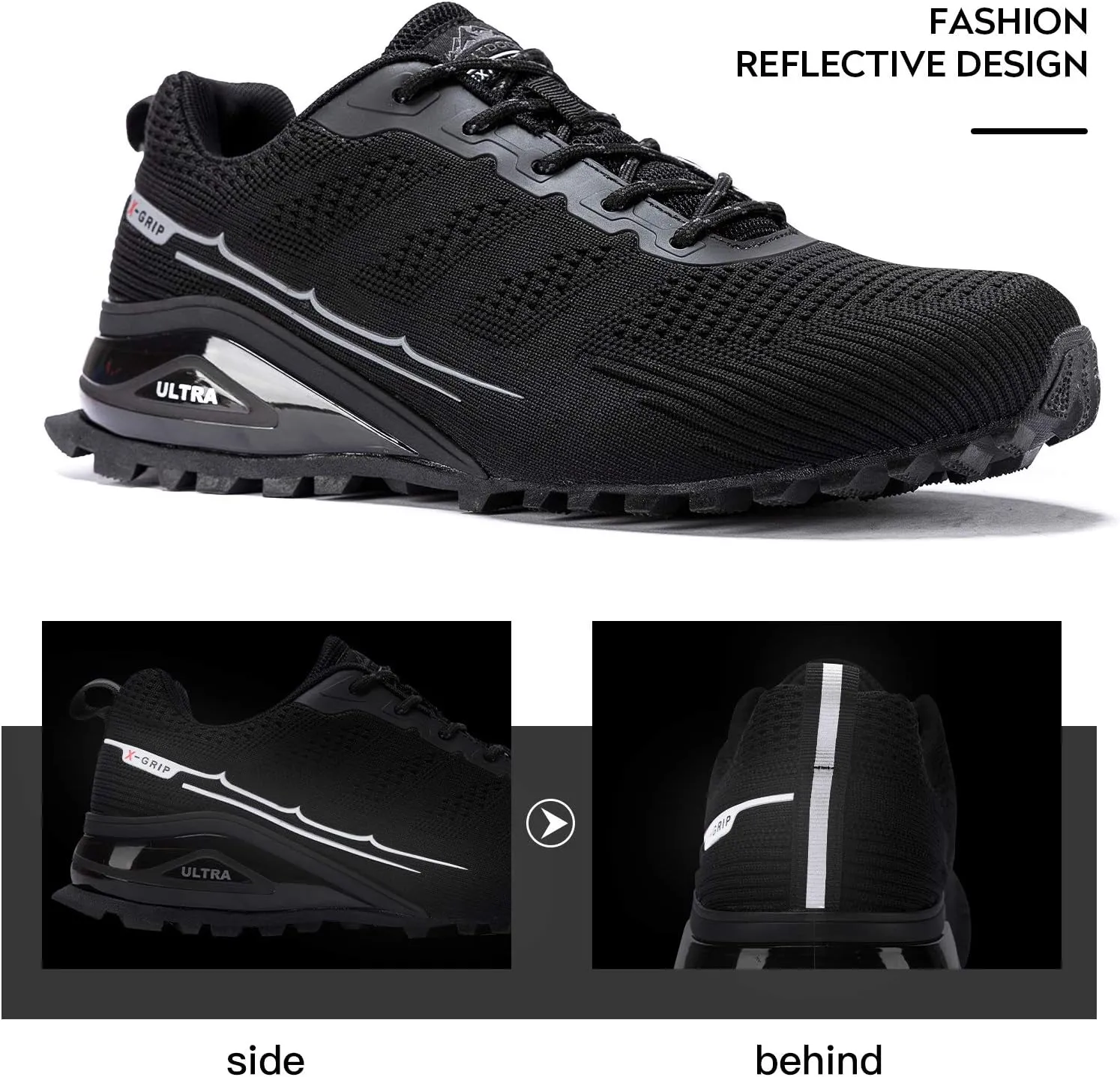Kricely Men's Trail Running Shoes Fashion Walking Hiking Sneakers for Men Tennis Cross Training Shoe Outdoor Snearker Mens Casual Workout Footwear