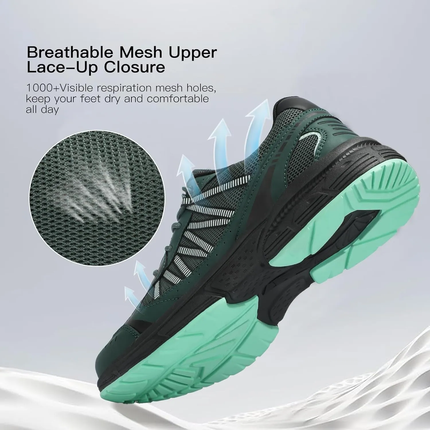 Kricely Men's Walking Shoes Breathable Tennis Running Shoes Lace Up Non Slip Sneakers Athletic Gym Sports Shoes for Men