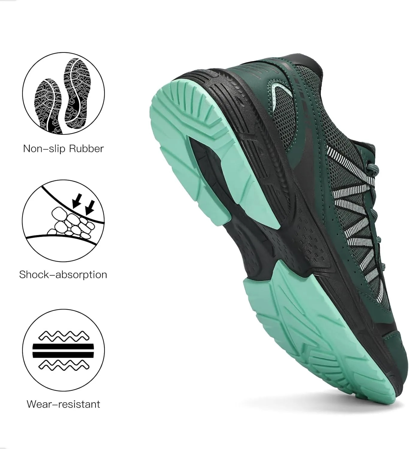 Kricely Men's Walking Shoes Breathable Tennis Running Shoes Lace Up Non Slip Sneakers Athletic Gym Sports Shoes for Men