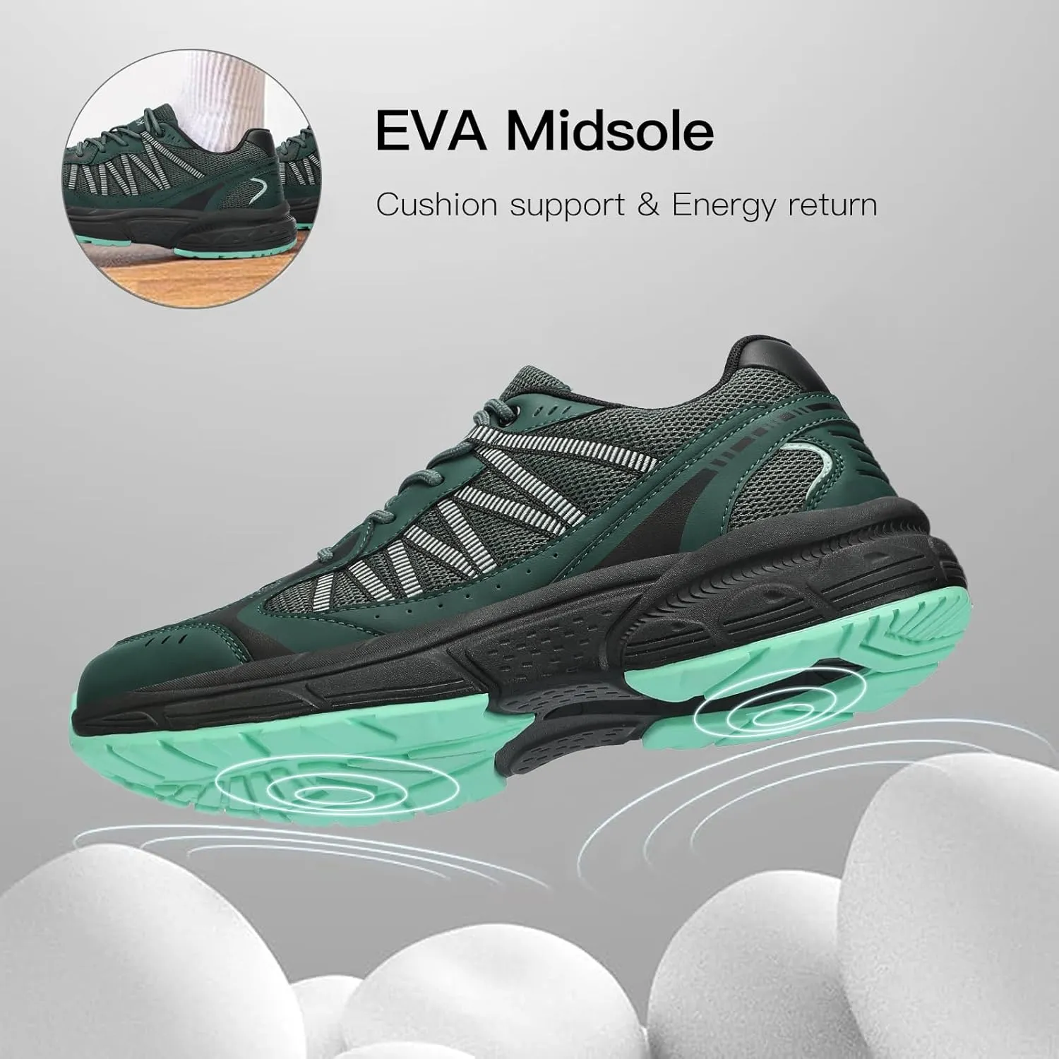 Kricely Men's Walking Shoes Breathable Tennis Running Shoes Lace Up Non Slip Sneakers Athletic Gym Sports Shoes for Men