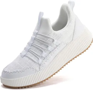 Kyedoo Women's Platform Chunky Sneakers Comfortable Casual Fashion Braided City Travel Walking Shoes Sport Tennis, White 37