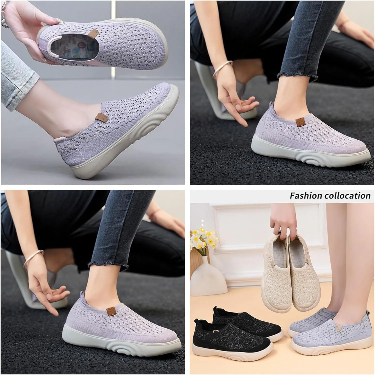 Ladies' Breathable Slip-On Sneakers, Lightweight & Anti-Slip, Ideal for Travel and Daily Walks, Perfect Casual Loafers for Spring, Summer, and Fall.