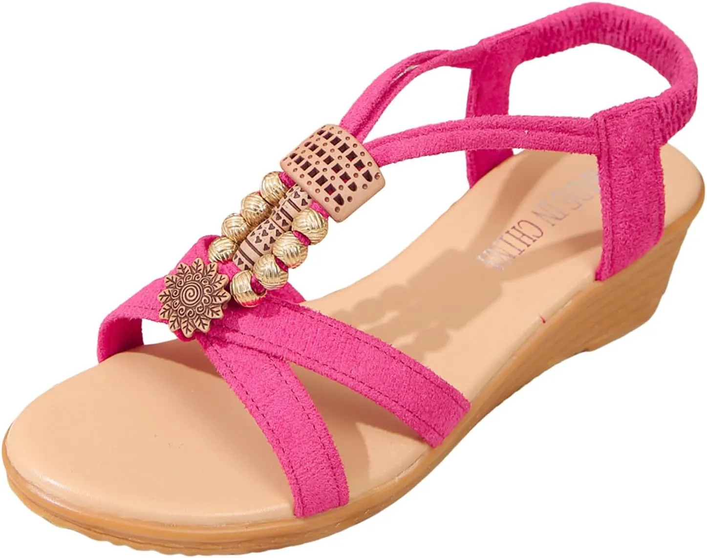 Ladies Summer Retro Bohemian Beaded Milled Velvet Open Toe Beach Outwear Plus Size Wedding Shoes for Sandals Women