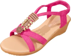 Ladies Summer Retro Bohemian Beaded Milled Velvet Open Toe Beach Outwear Plus Size Wedding Shoes for Sandals Women