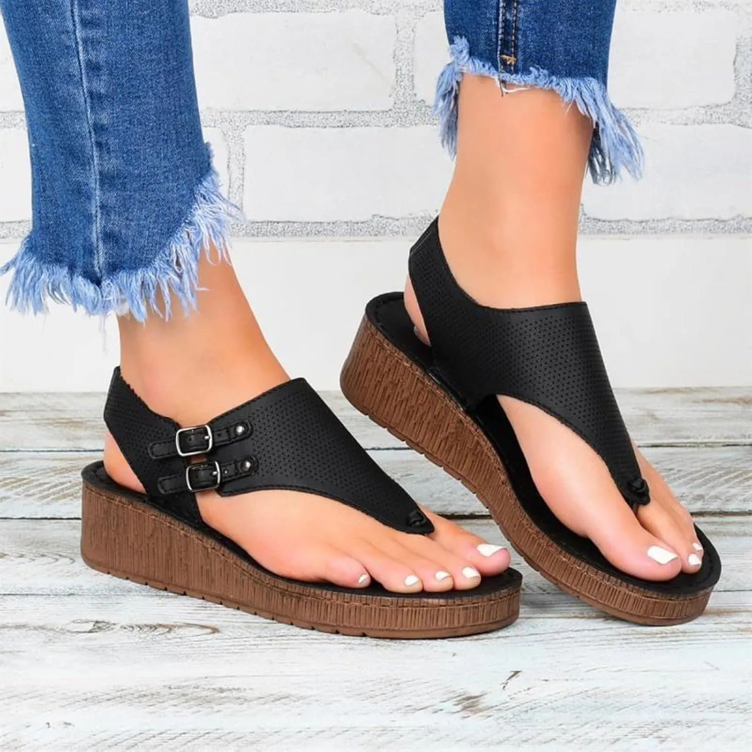 Ladmiple Sandals for Women Fashion Flip Flops Platform Sandal Casual Beach Travel Clip Toe Slipppers Shoes Dressy Summer