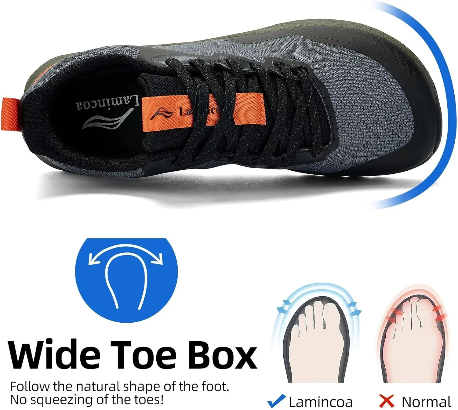 Lamincoa Wide Men's Sneakers Walking Tennis Shoes Trail Running Shoe Outdoor Hiking Sneaker