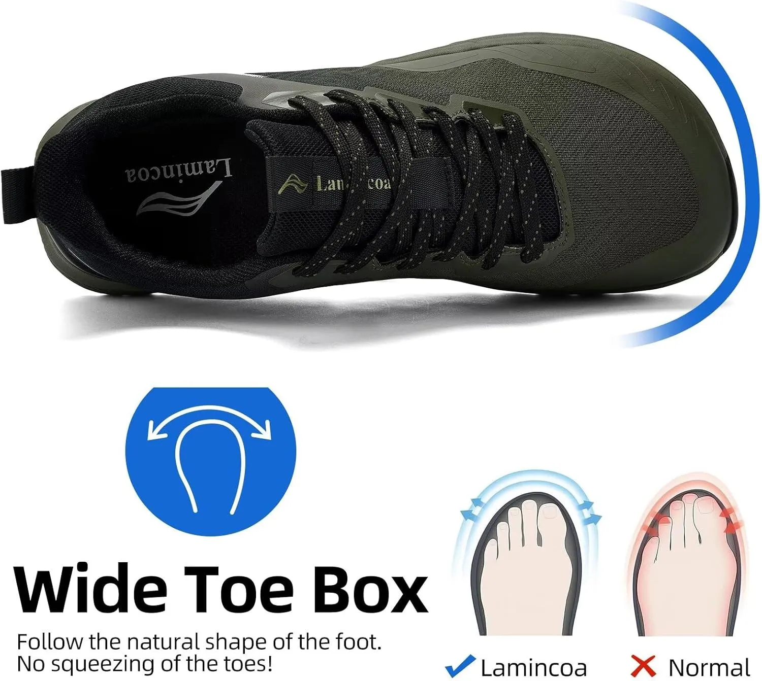 Lamincoa Wide Men's Sneakers Walking Tennis Shoes Trail Running Shoe Outdoor Hiking Sneaker