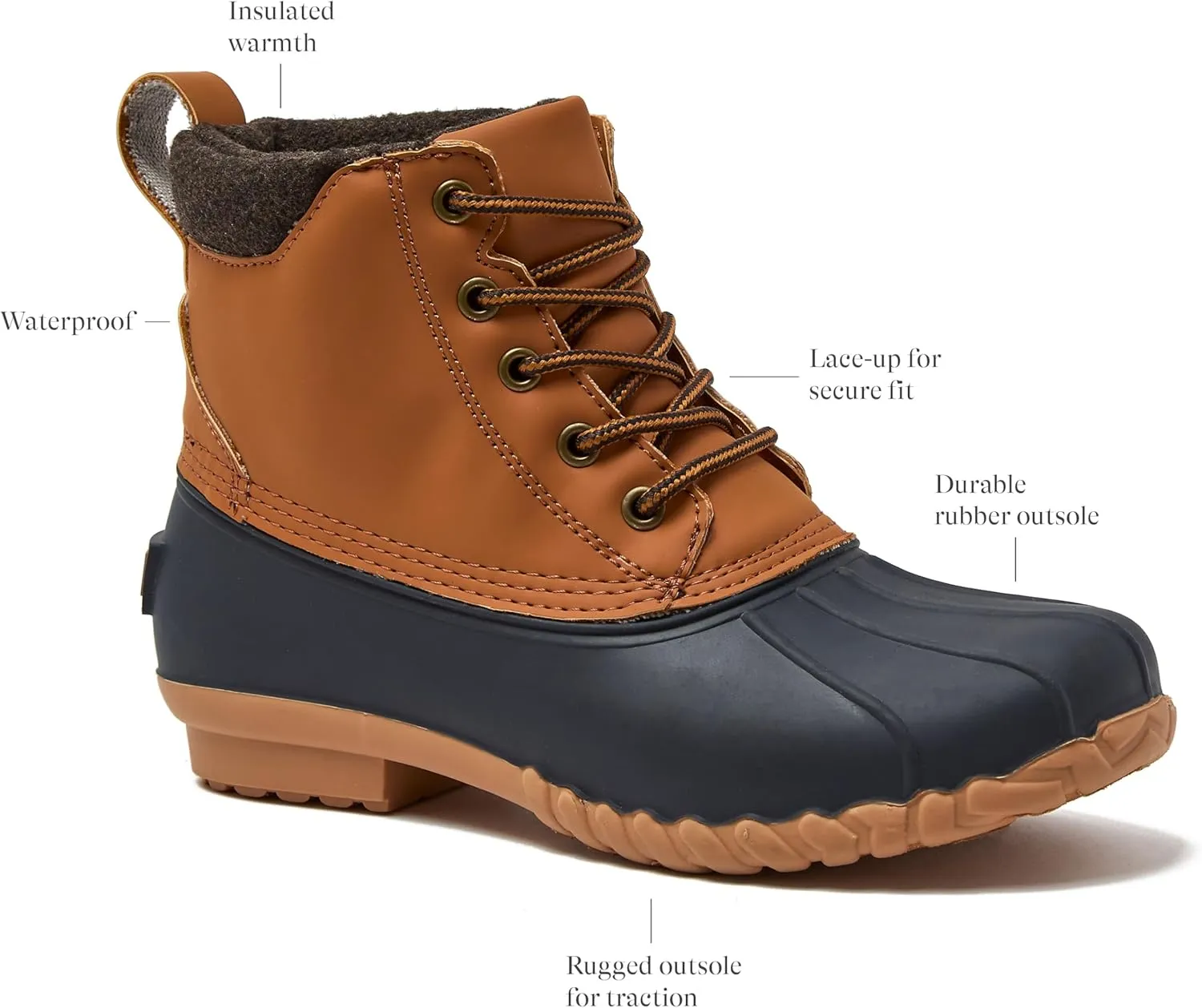 Lands' End Dakota Insulated Womens Duck Boots - Waterproof Snow or Rain Boots Women - Black, Brown, or Grey Winter Boots for Women Size 6 to 11
