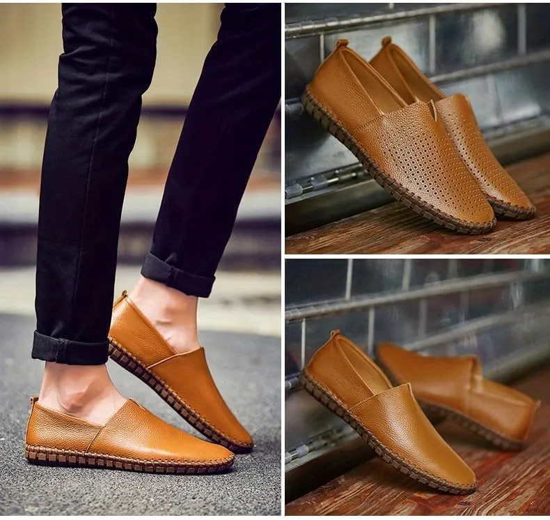 Large Size Men's Elegant Loafers - Spring/Summer Comfort | Superfine Fiber Leather, Non-Slip and Breathable Slip-On Shoes for Casual or Formal Wear