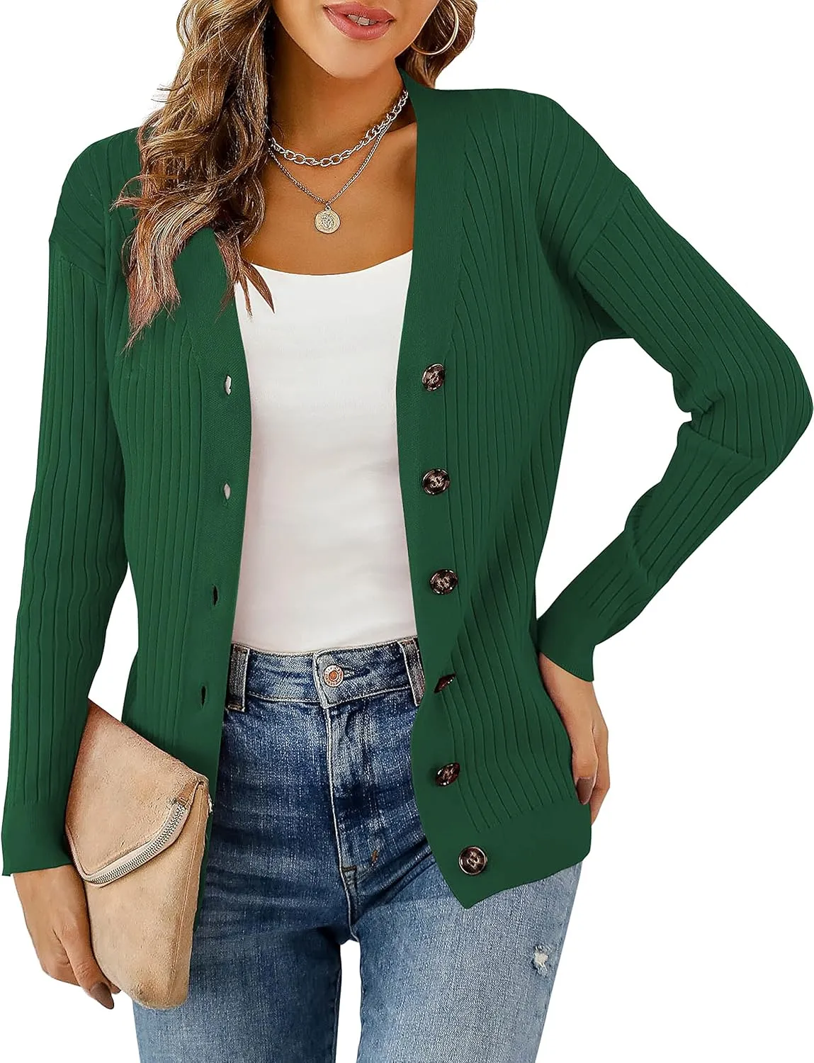 LIENRIDY Women's Knit Cardigan Long Sleeve Button Down Sweater Lightweight Cardigans, S-XL