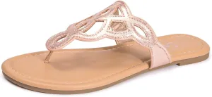LM Women's Thong Sandals T-Strap Sandals Slip On Flat Sandals Flip Flop Casual Summer Slide Sandals