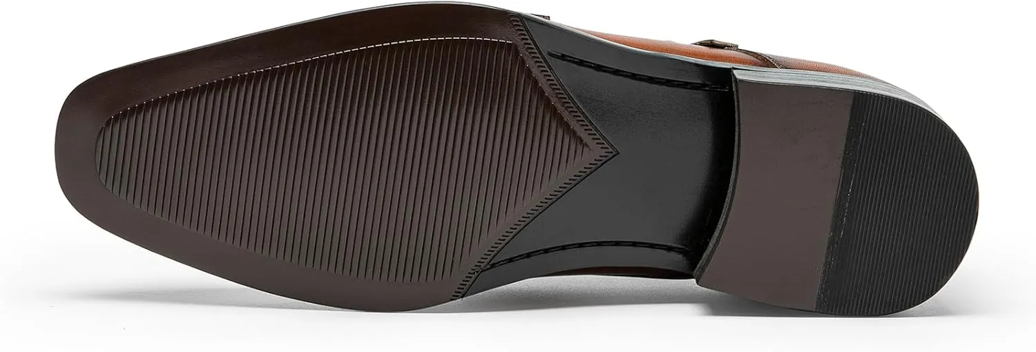 Loafers for Men - Genuine Leather Monk Strap Shoes | Double Buckle Dress Shoes for Business & Formal Occasions