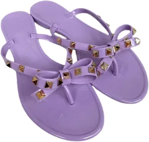 Loizziuy Women's Jelly Diamond Sandals PVC Flat Shoes Summer Slides Fashion Bow Summer Slides Fashion Bow