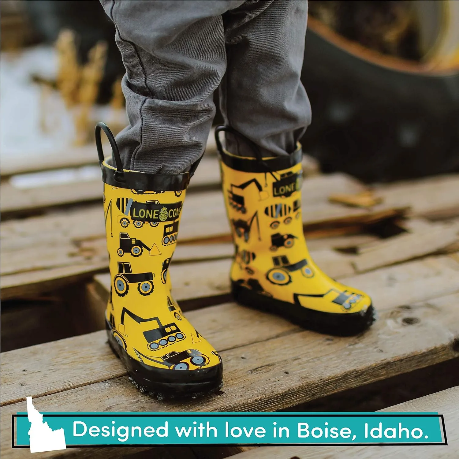 Lone Cone Kids Rain Boots for Girls & Boys – Waterproof Natural Rubber Toddler Rain Boots with Non-Slip Outsole & Easy Pull Handles – Solid, Pattern & Glitter Designs