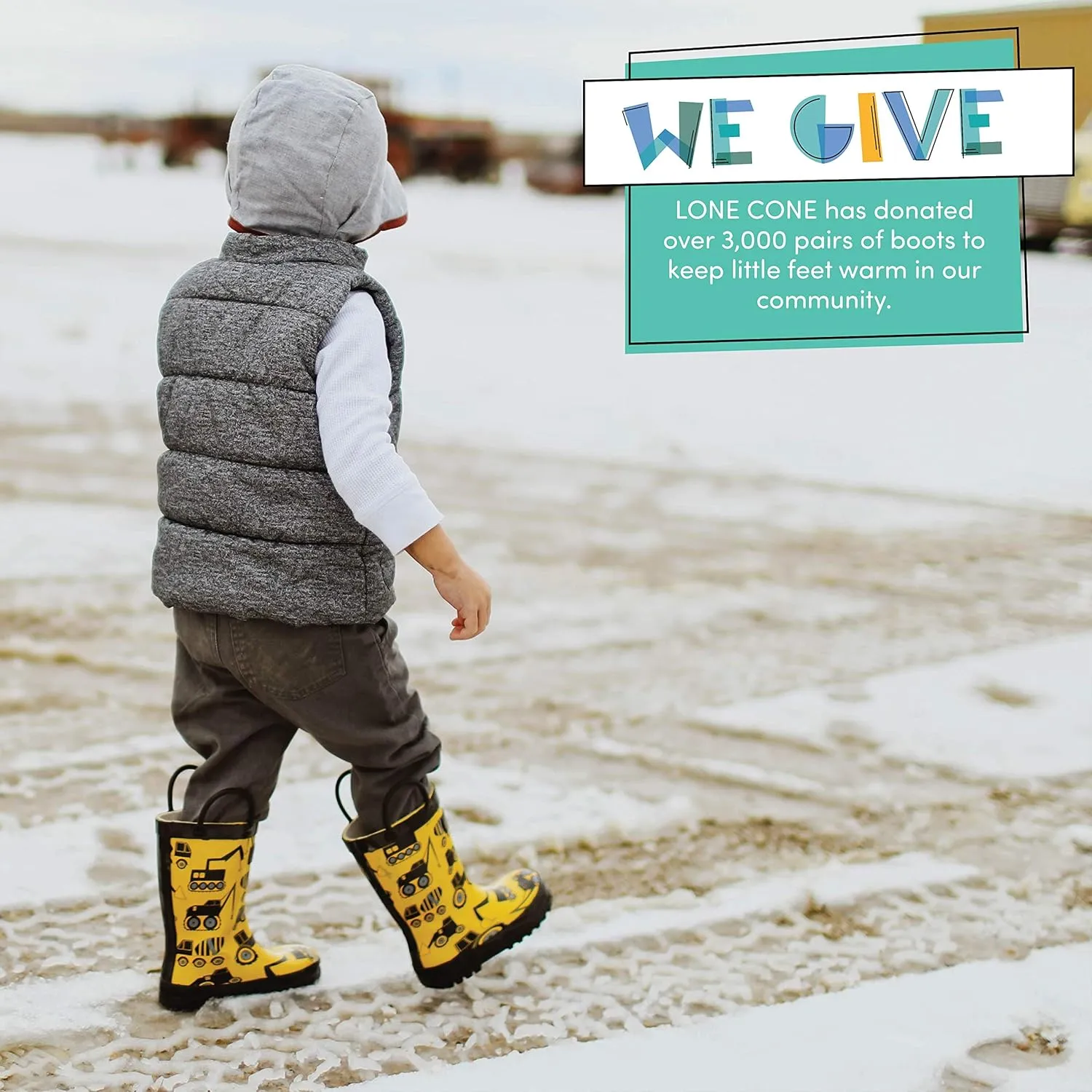 Lone Cone Kids Rain Boots for Girls & Boys – Waterproof Natural Rubber Toddler Rain Boots with Non-Slip Outsole & Easy Pull Handles – Solid, Pattern & Glitter Designs