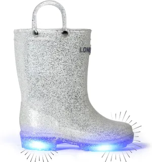 Lone Cone Kids Rain Boots for Girls & Boys – Waterproof Natural Rubber Toddler Rain Boots with Non-Slip Outsole & Easy Pull Handles – Solid, Pattern & Glitter Designs