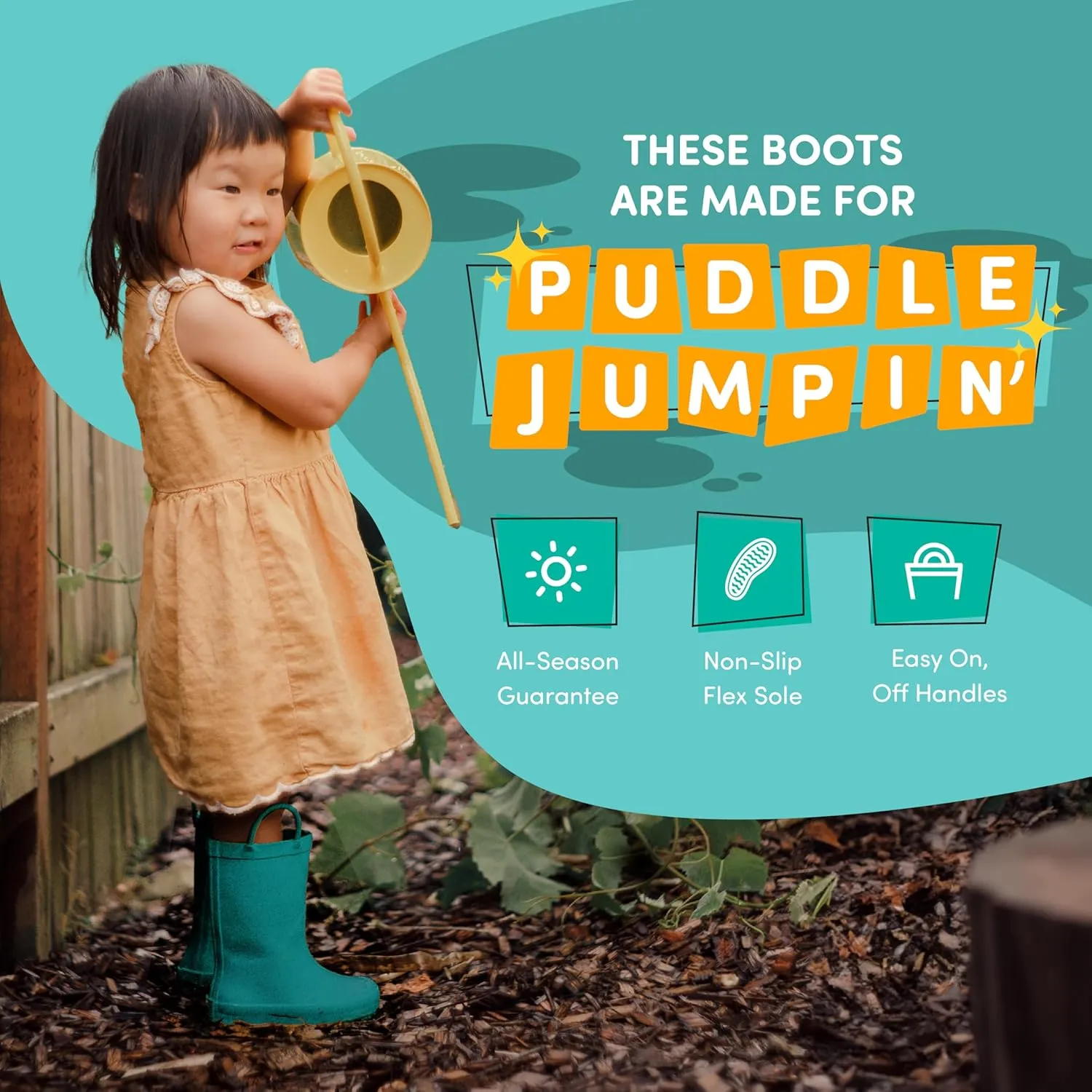 Lone Cone Premium Natural Rubber Rain Boots for Toddlers and Kids with Solid Design