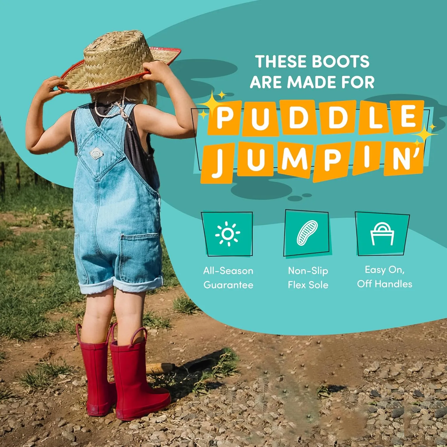 Lone Cone Premium Natural Rubber Rain Boots for Toddlers and Kids with Solid Design