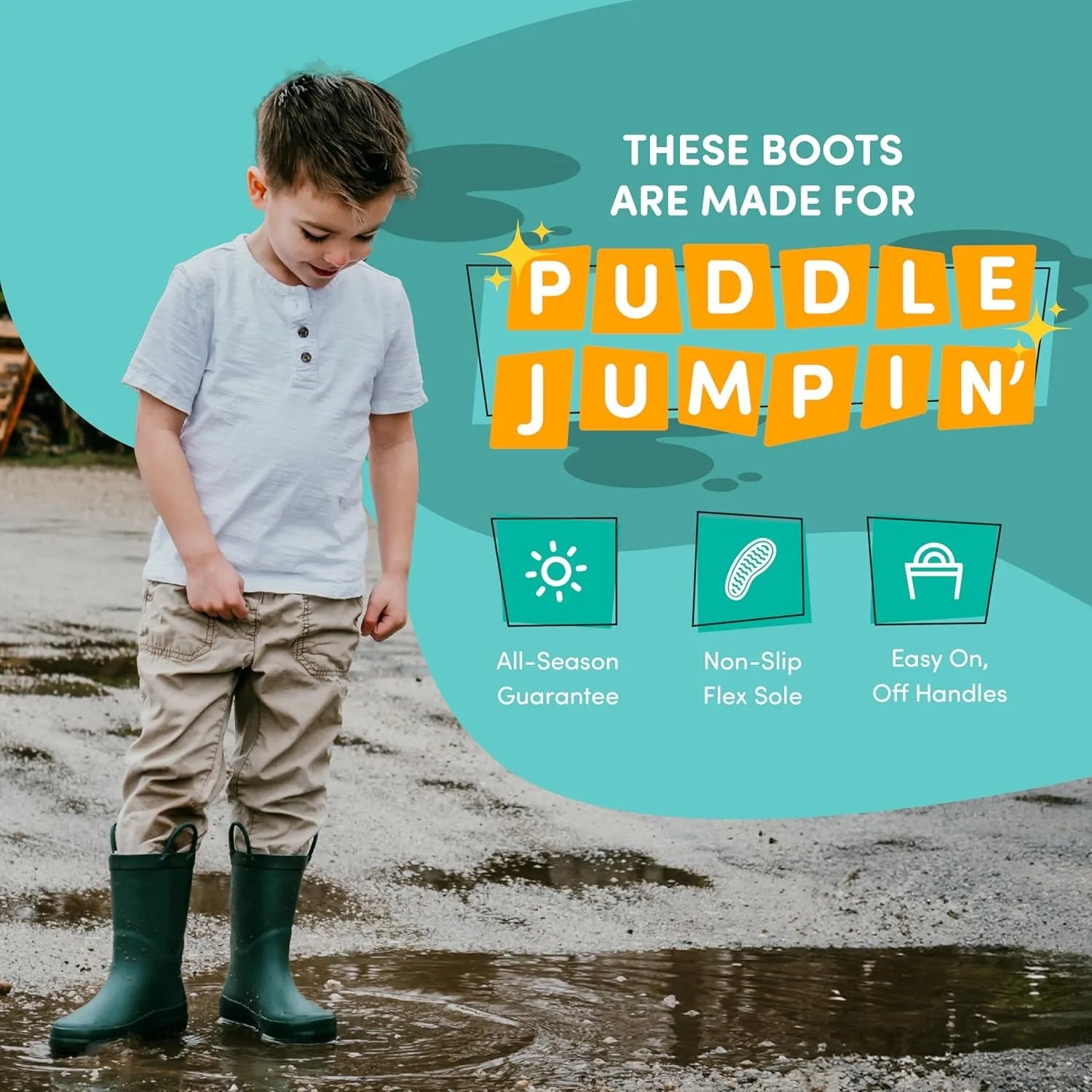 Lone Cone Premium Natural Rubber Rain Boots for Toddlers and Kids with Solid Design