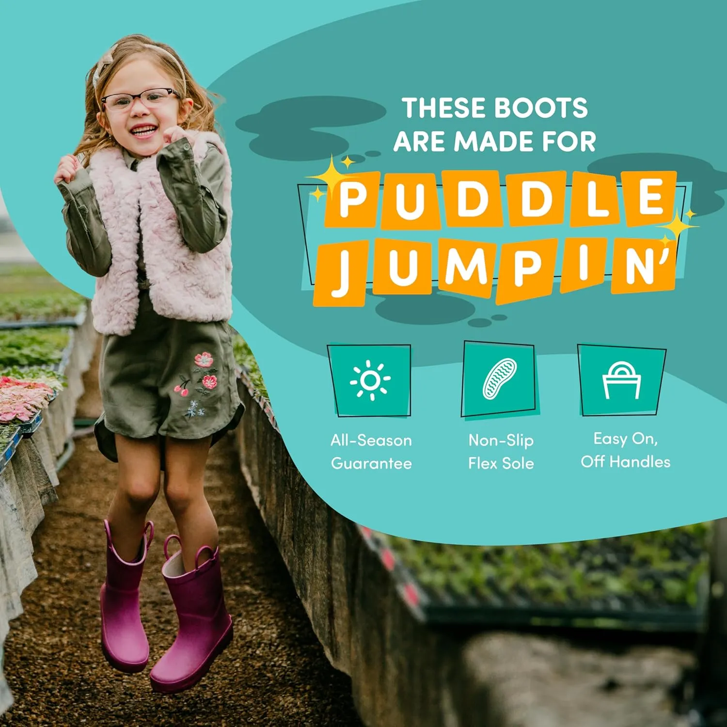 Lone Cone Premium Natural Rubber Rain Boots for Toddlers and Kids with Solid Design