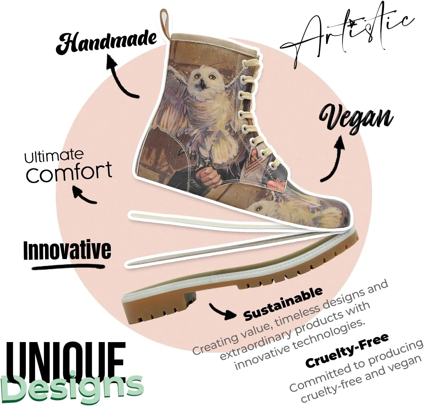 Long Boots for Women – Vegan Leather and Unique Design Womens Winter Boots, Comfortable and Stylish Womens Boots