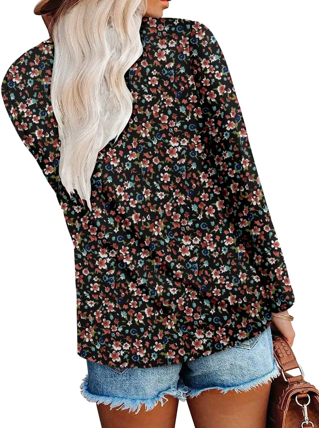 Long Sleeve Shirts for Women Fashion V Neck Basics Casual Top Fitted Tunic Tops
