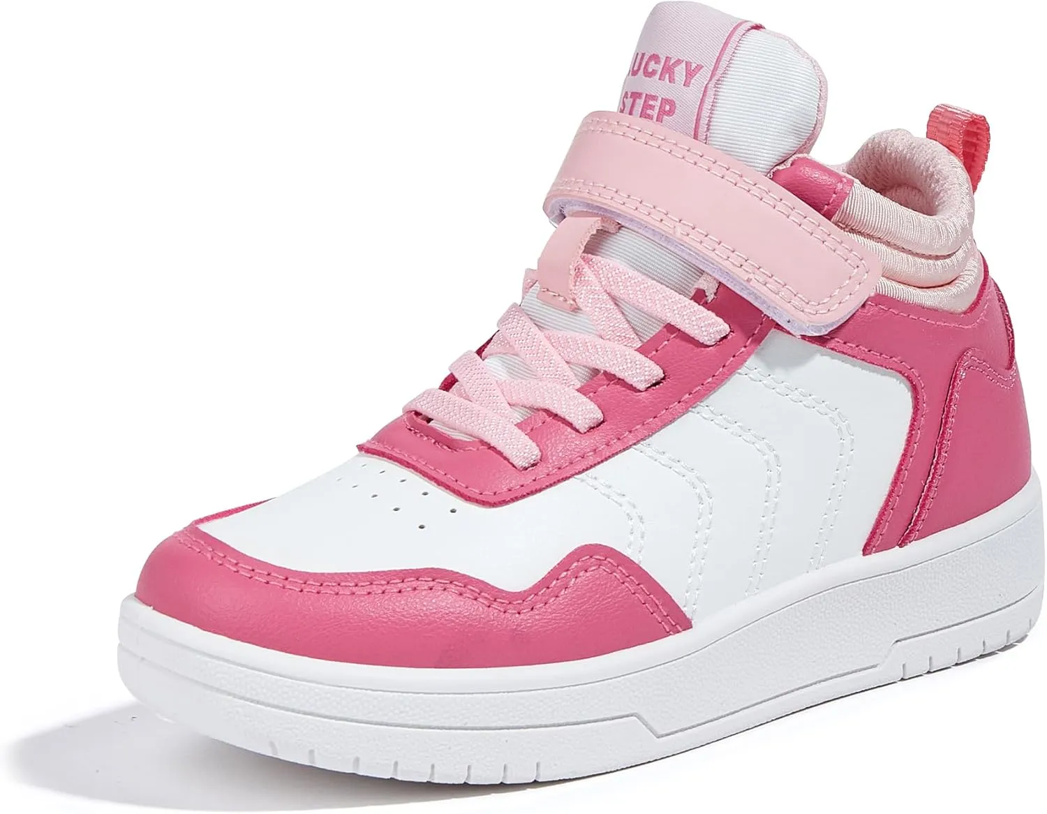 LUCKY STEP Kids High Top Sneakers Fashion Basketball Tennis Shoes Skyhigh Running Sports Ankle Boots Hook and Loop Casual Walking Shoe for Boys Girls