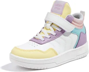 LUCKY STEP Kids High Top Sneakers Fashion Basketball Tennis Shoes Skyhigh Running Sports Ankle Boots Hook and Loop Casual Walking Shoe for Boys Girls