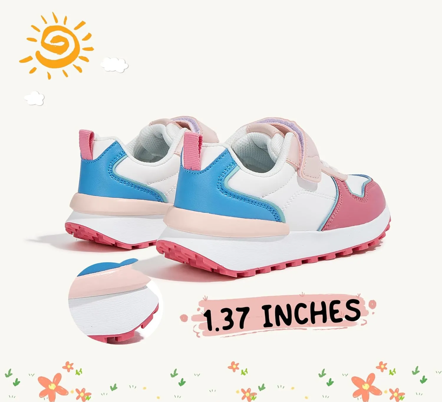 LUCKY STEP Kids Sneakers for Girls Boys Running Non-Slip Tennis Casual Walking Shoes Hook and Loop Unisex-Child Storybook Shoes for Big Kids, Little Kids & Toddlers