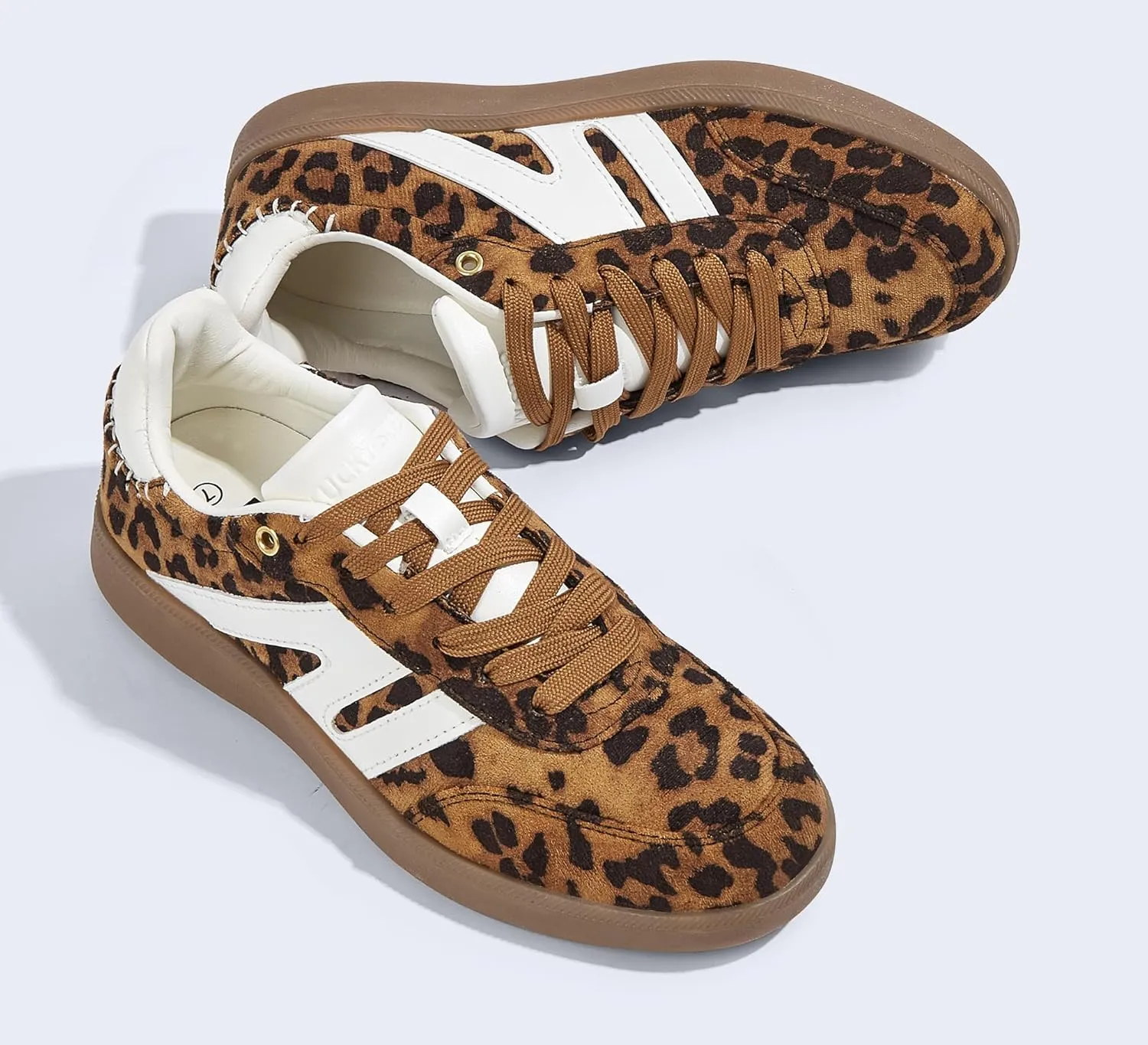 LUCKY STEP Women Classic Retro Gum Sole Fashion Sneakers Casual Tennis Skate Shoe Genuine Leather Walking Footwear Anti Slip Trainers