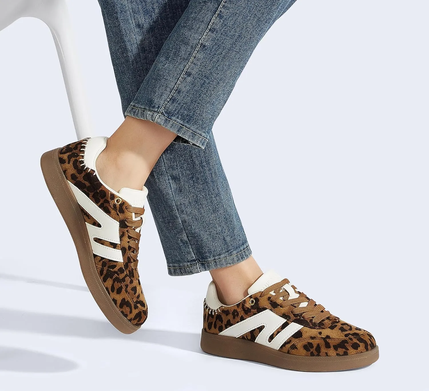 LUCKY STEP Women Classic Retro Gum Sole Fashion Sneakers Casual Tennis Skate Shoe Genuine Leather Walking Footwear Anti Slip Trainers