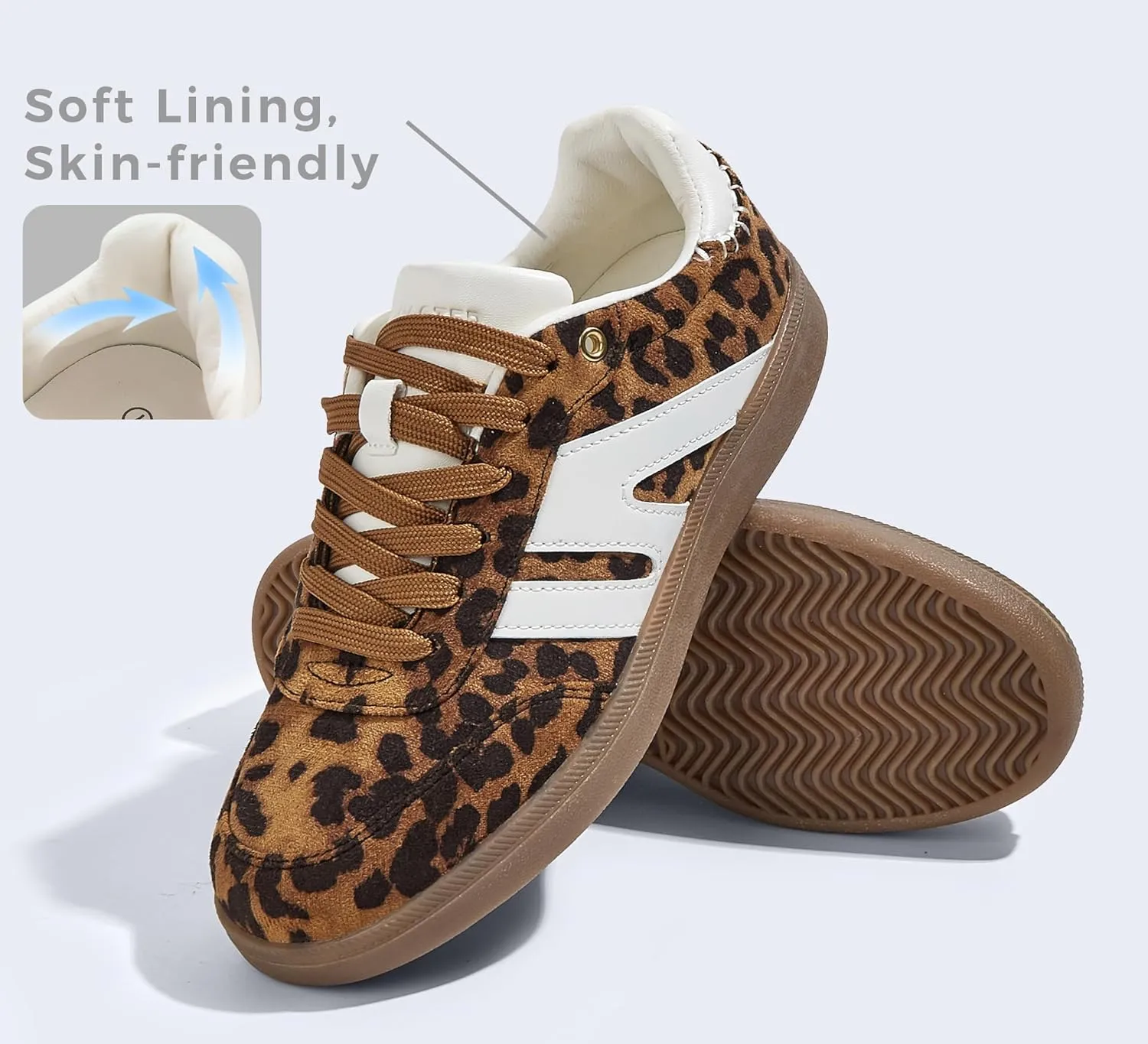 LUCKY STEP Women Classic Retro Gum Sole Fashion Sneakers Casual Tennis Skate Shoe Genuine Leather Walking Footwear Anti Slip Trainers
