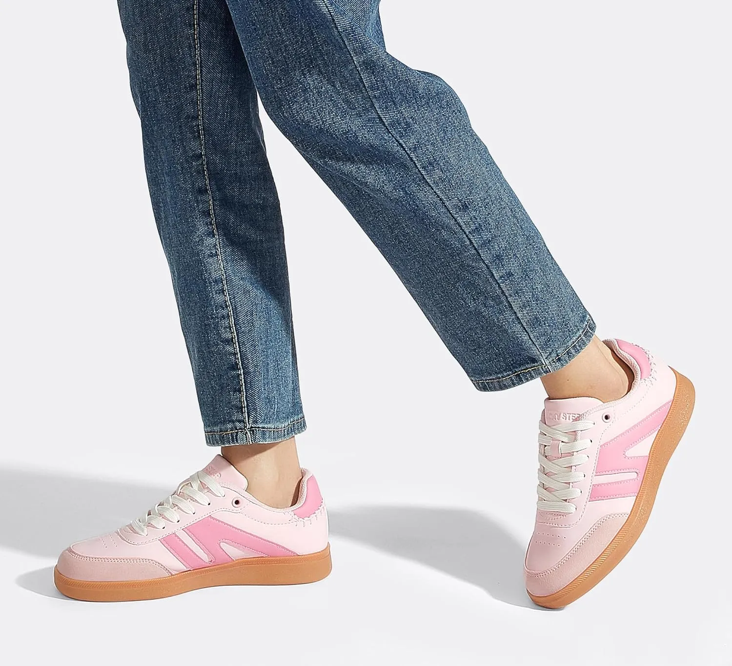 LUCKY STEP Women Classic Retro Gum Sole Fashion Sneakers Casual Tennis Skate Shoe Genuine Leather Walking Footwear Anti Slip Trainers