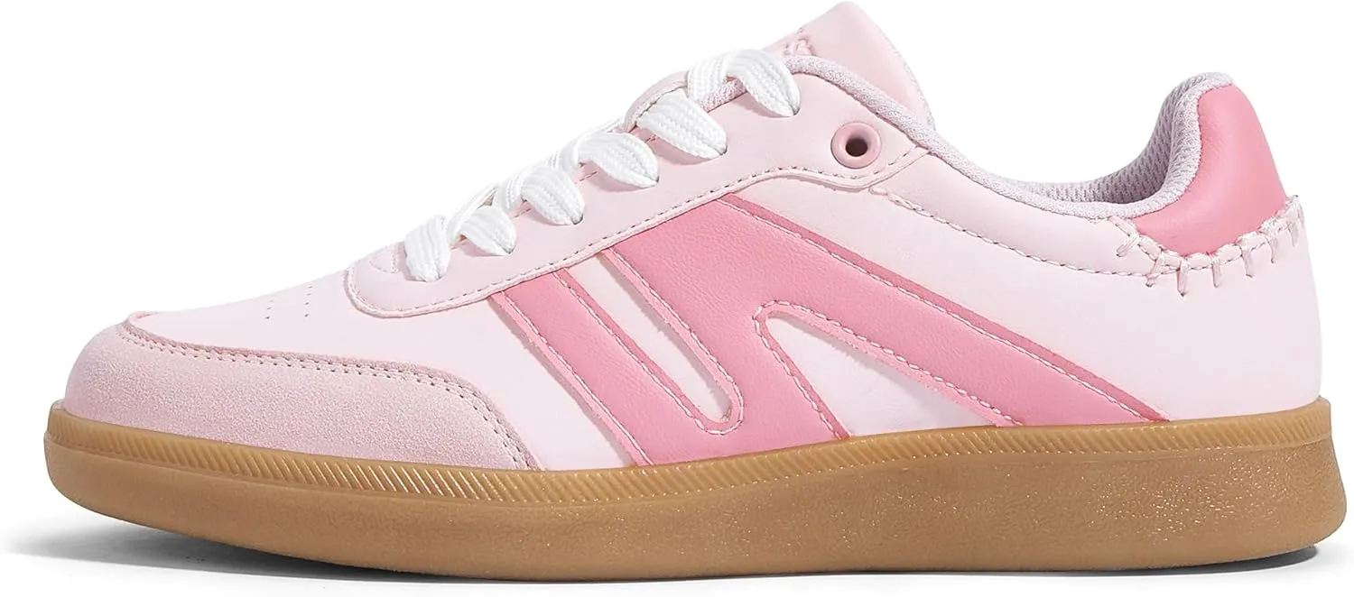 LUCKY STEP Women Classic Retro Gum Sole Fashion Sneakers Casual Tennis Skate Shoe Genuine Leather Walking Footwear Anti Slip Trainers