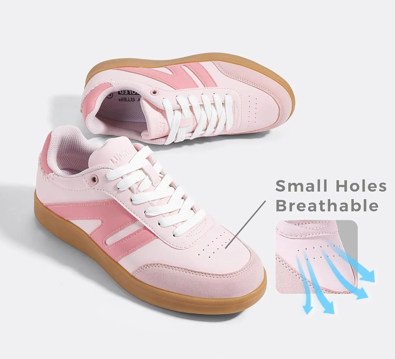 LUCKY STEP Women Classic Retro Gum Sole Fashion Sneakers Casual Tennis Skate Shoe Genuine Leather Walking Footwear Anti Slip Trainers