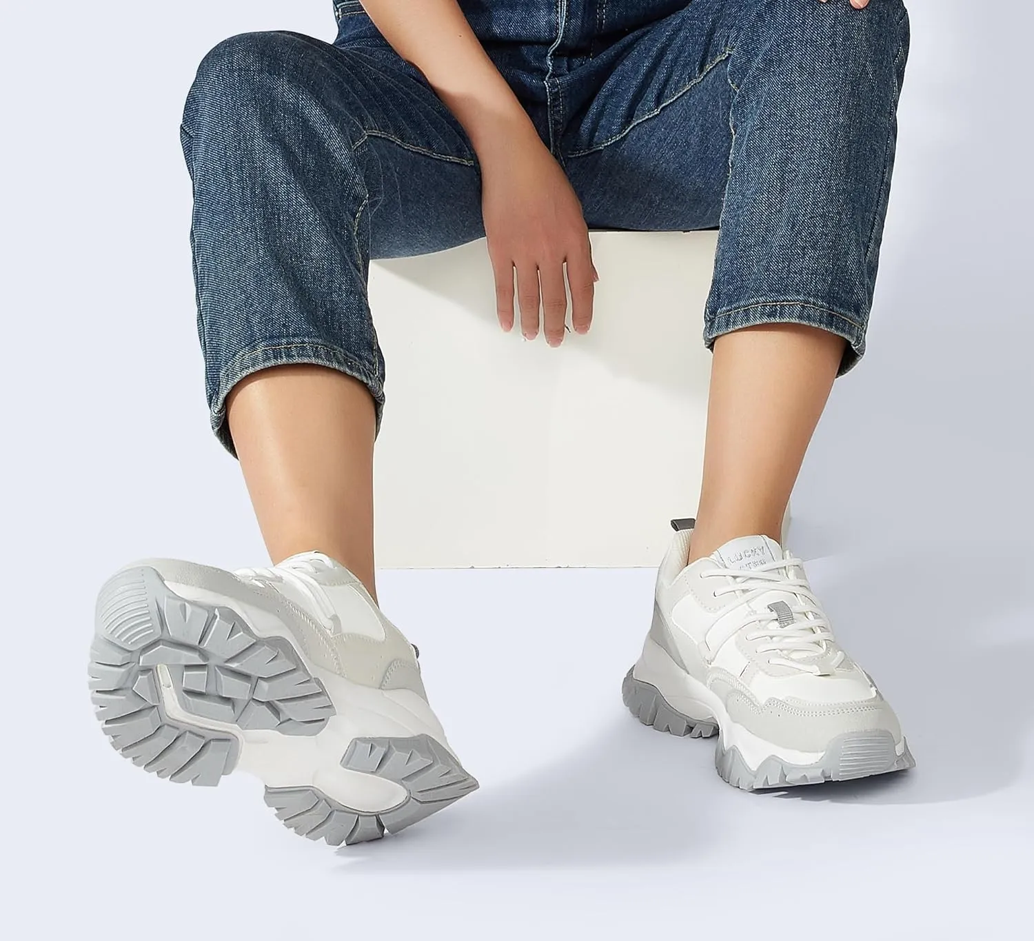 LUCKY STEP Women's Chunky Sneakers Fashion Platform Retro Tennis Casual Classic Cute Dad Anti-Slip Stylish Walking Sport Shoes