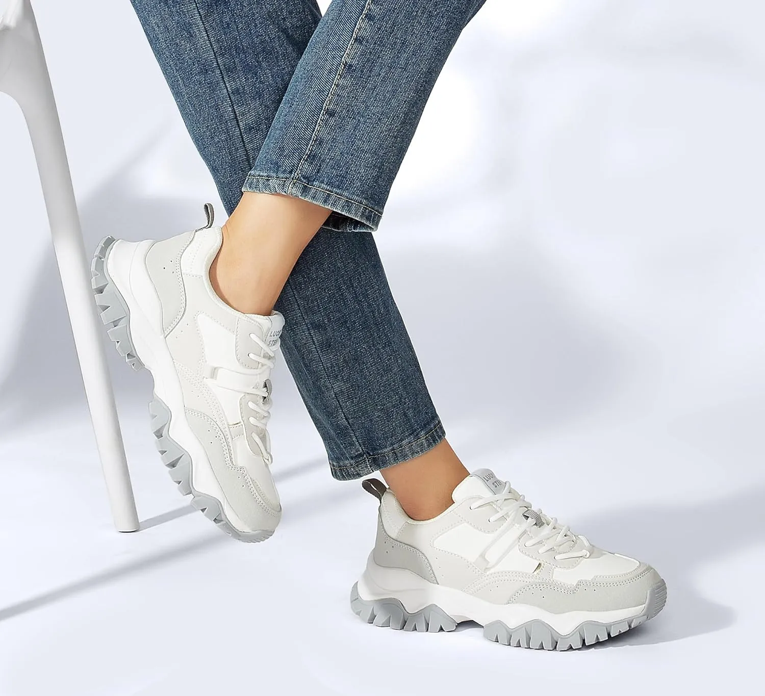 LUCKY STEP Women's Chunky Sneakers Fashion Platform Retro Tennis Casual Classic Cute Dad Anti-Slip Stylish Walking Sport Shoes