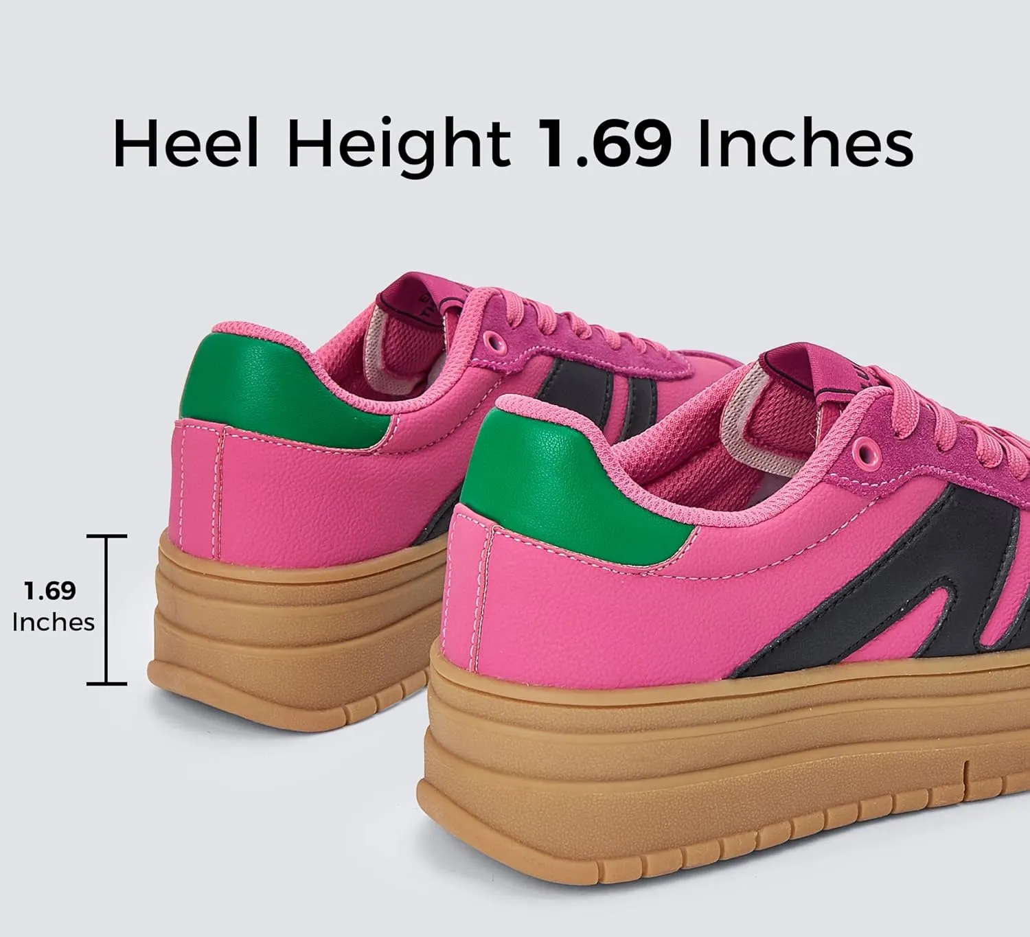 LUCKY STEP Women's Platform Gum Thick Sole Fashion Sneakers Classic Retro Rubber Low Top Casual Tennis Skate Walking Shoes