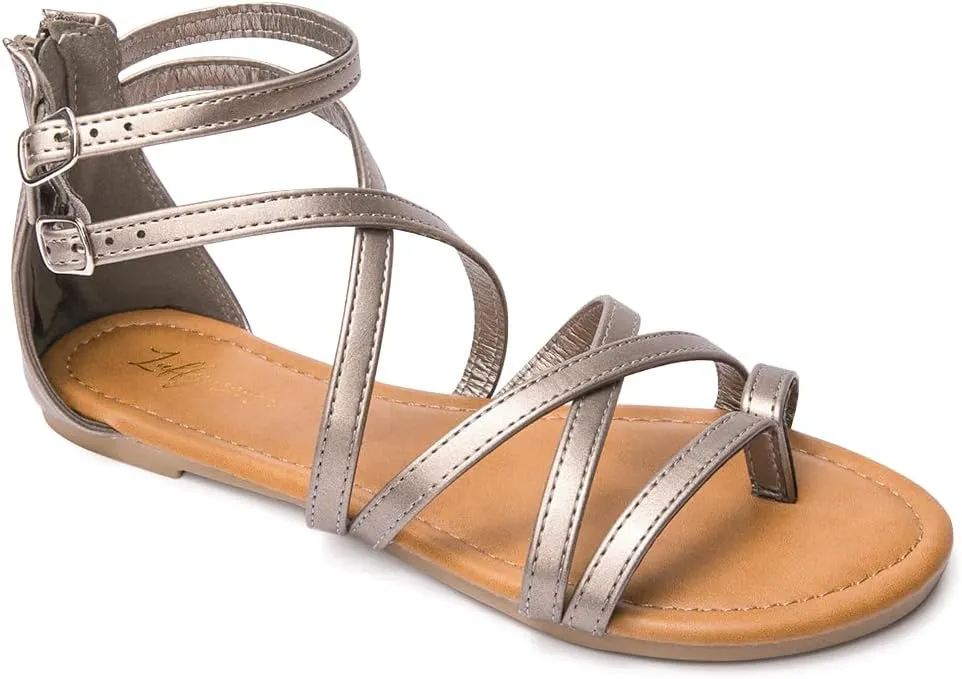 Luffymomo Women's Gladiator Strap Sandals Flat Fisherman Thong Cross Strappy Sandals