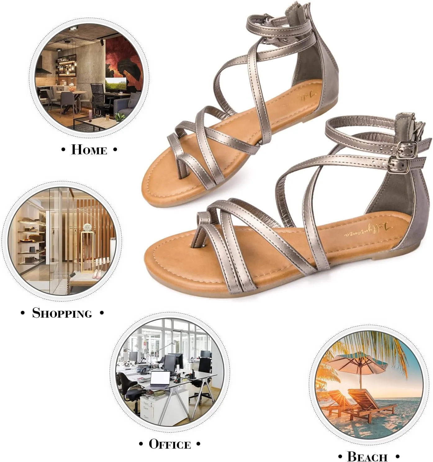 Luffymomo Women's Gladiator Strap Sandals Flat Fisherman Thong Cross Strappy Sandals