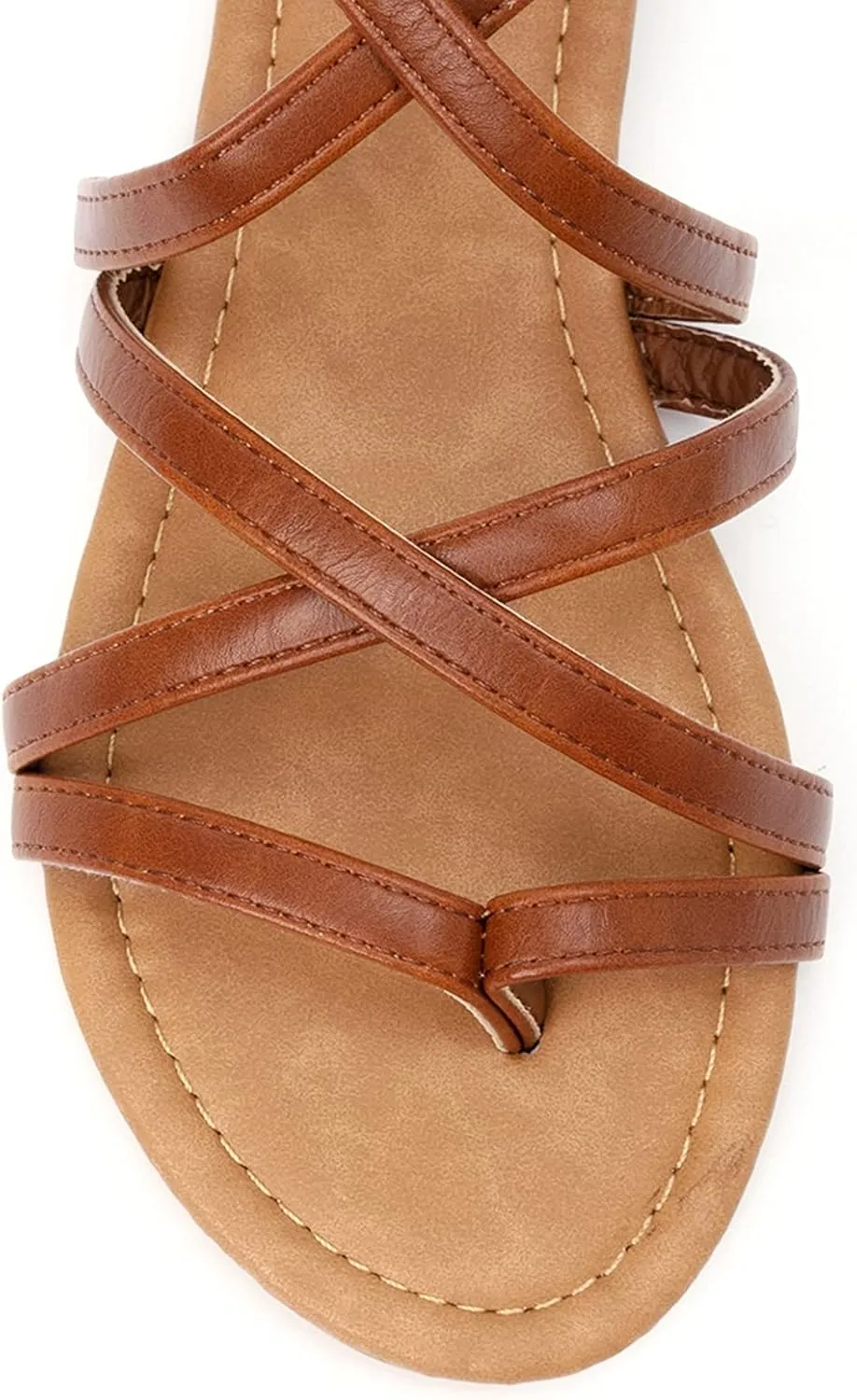 Luffymomo Women's Gladiator Strap Sandals Flat Fisherman Thong Cross Strappy Sandals