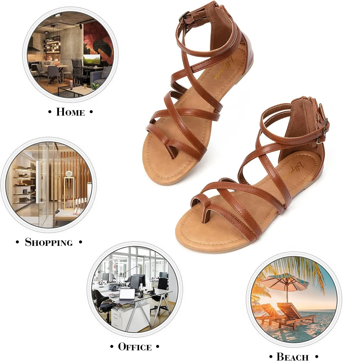 Luffymomo Women's Gladiator Strap Sandals Flat Fisherman Thong Cross Strappy Sandals