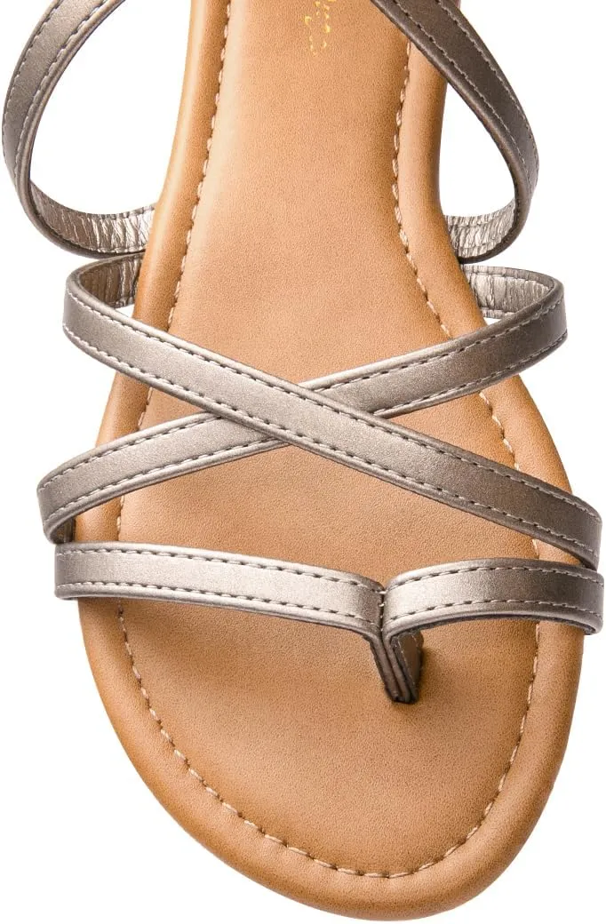 Luffymomo Women's Gladiator Strap Sandals Flat Fisherman Thong Cross Strappy Sandals